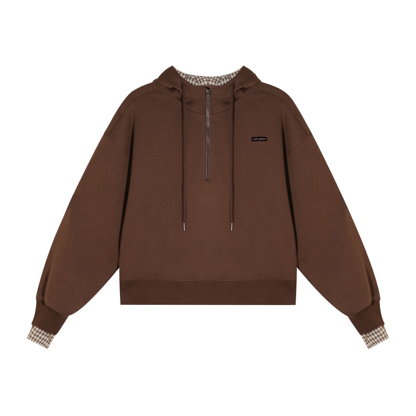 AsGony ASG24642&amp;ASG24641 Plaid patchwork fleece hoodie + pants set