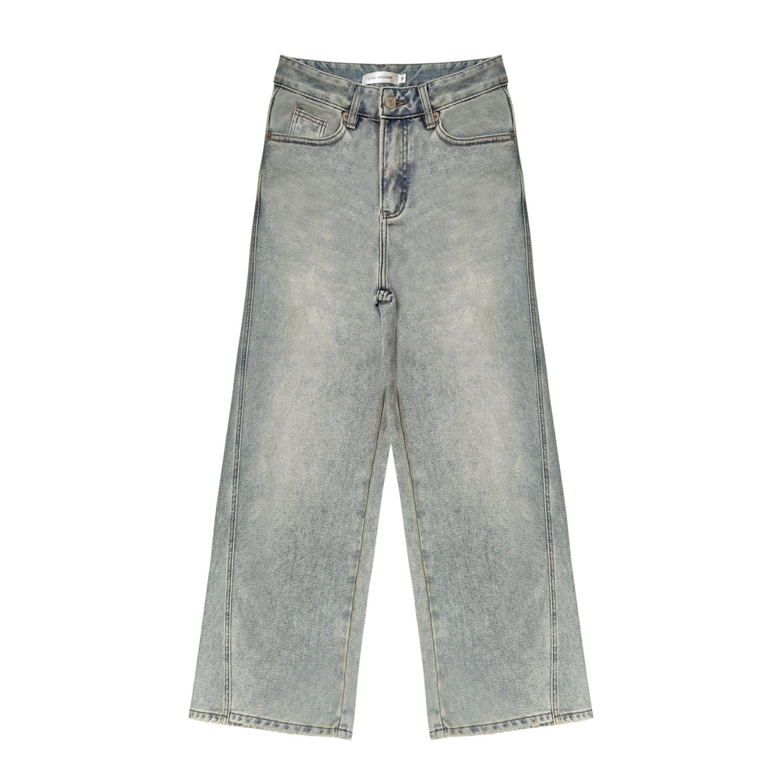 AsGony ASG24677 Washed denim jeans with curved segmentation and worn edges