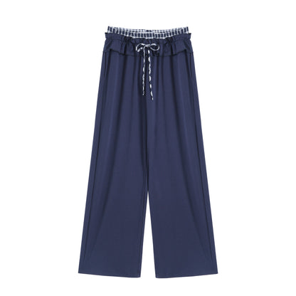 AsGony ASG25207&amp;ASG25208 Grid tied slim fit top+sports pants (2color)