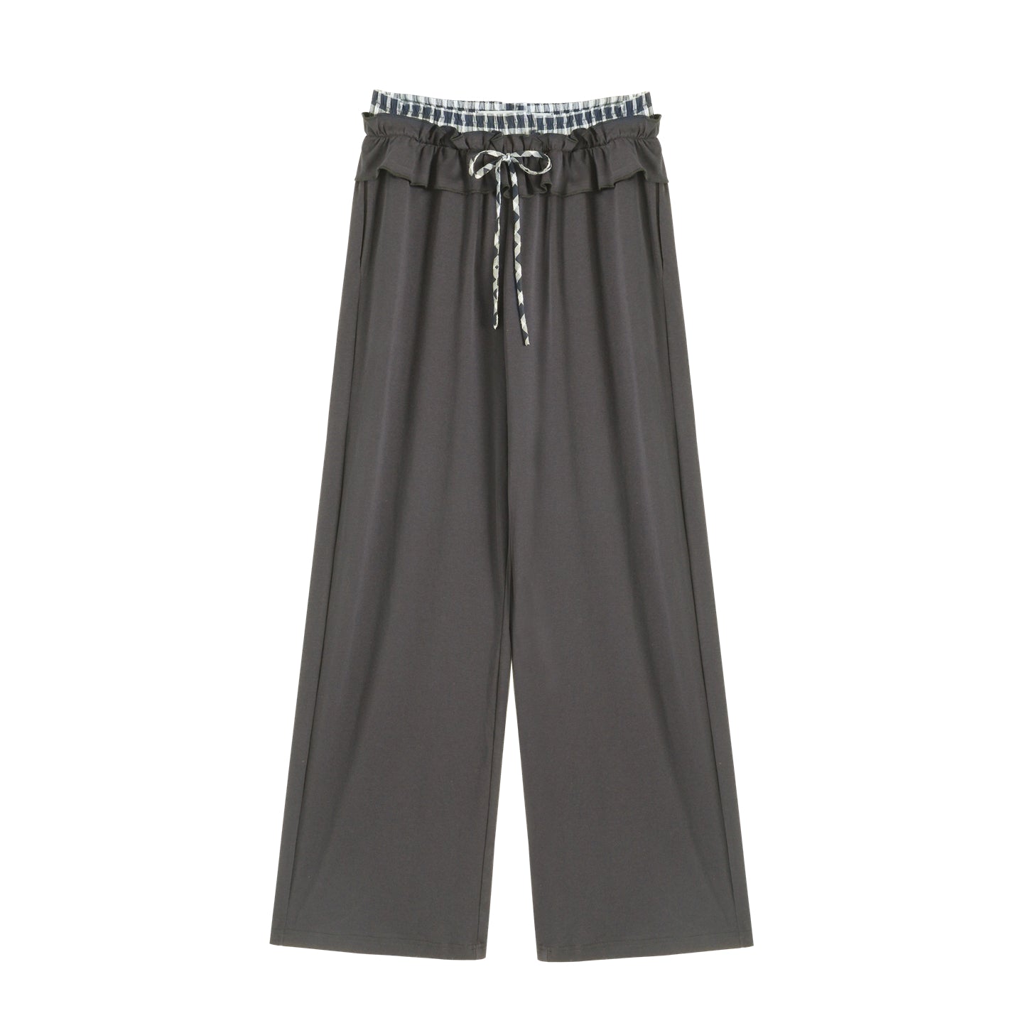 AsGony ASG25207&amp;ASG25208 Grid tied slim fit top+sports pants (2color)