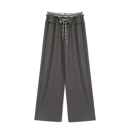 AsGony ASG25207&amp;ASG25208 Grid tied slim fit top+sports pants (2color)