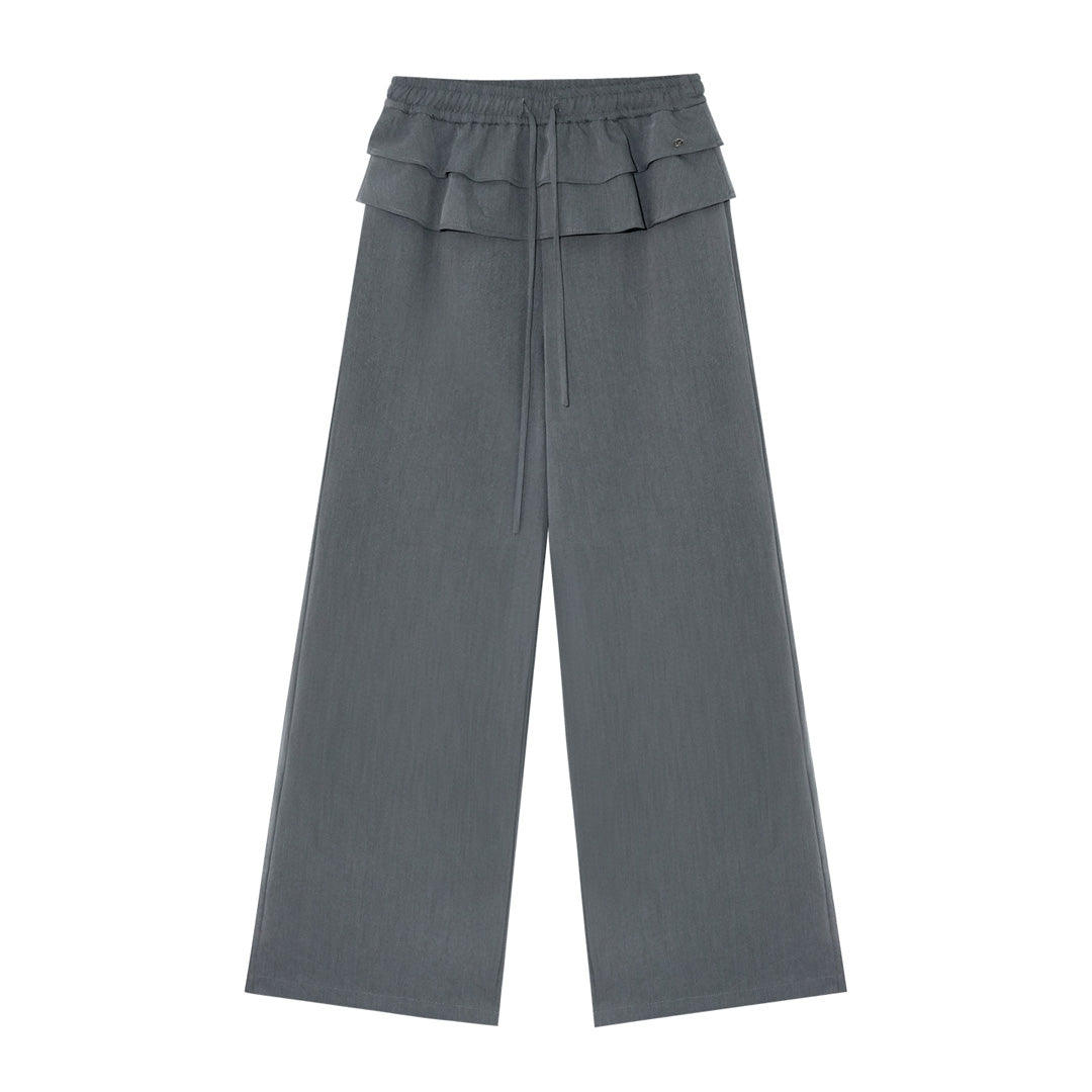 AsGony ASG25275 Double layered ruffle edge tied casual pants