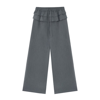 AsGony ASG25275 Double layered ruffle edge tied casual pants