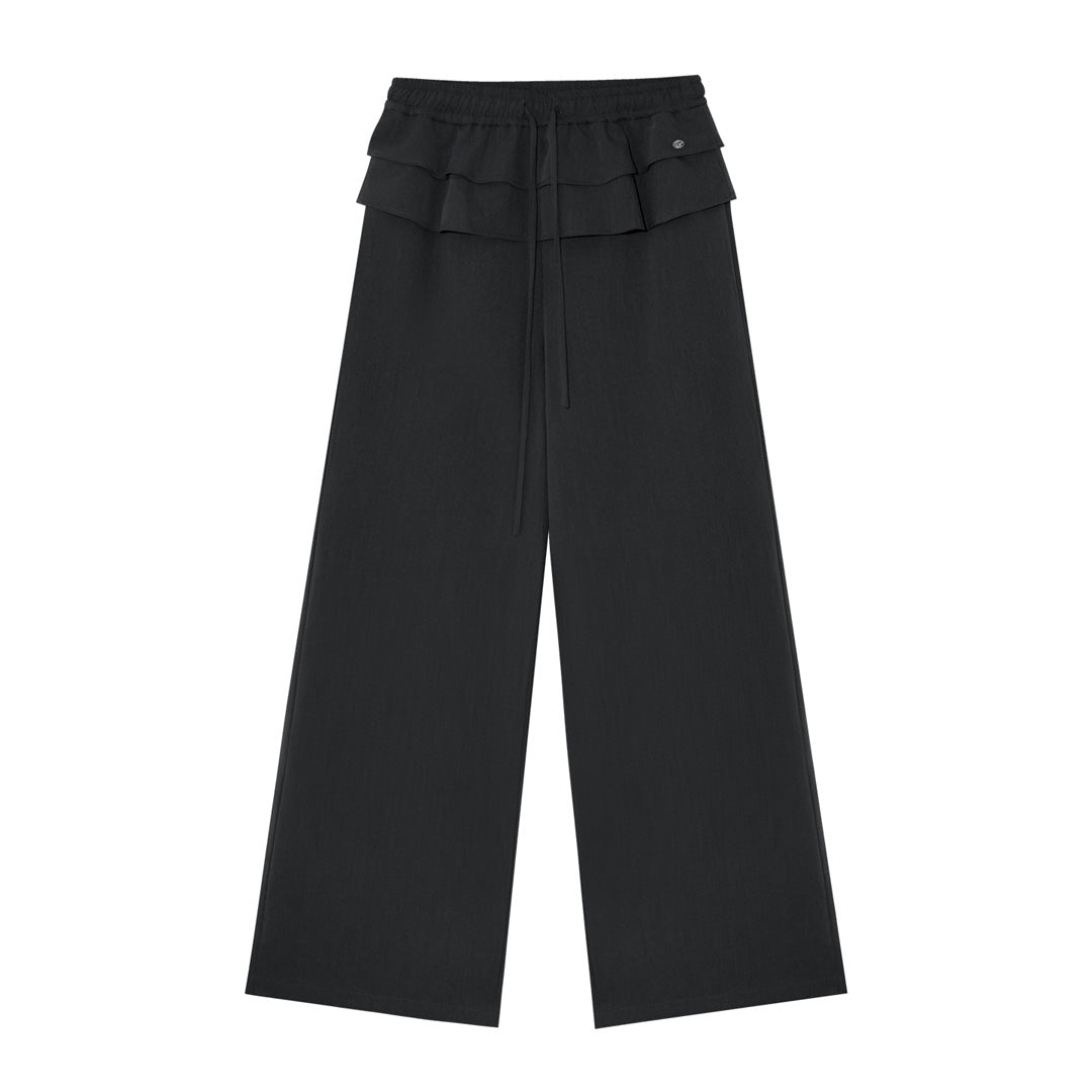 AsGony ASG25275 Double layered ruffle edge tied casual pants