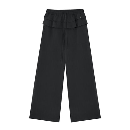 AsGony ASG25275 Double layered ruffle edge tied casual pants