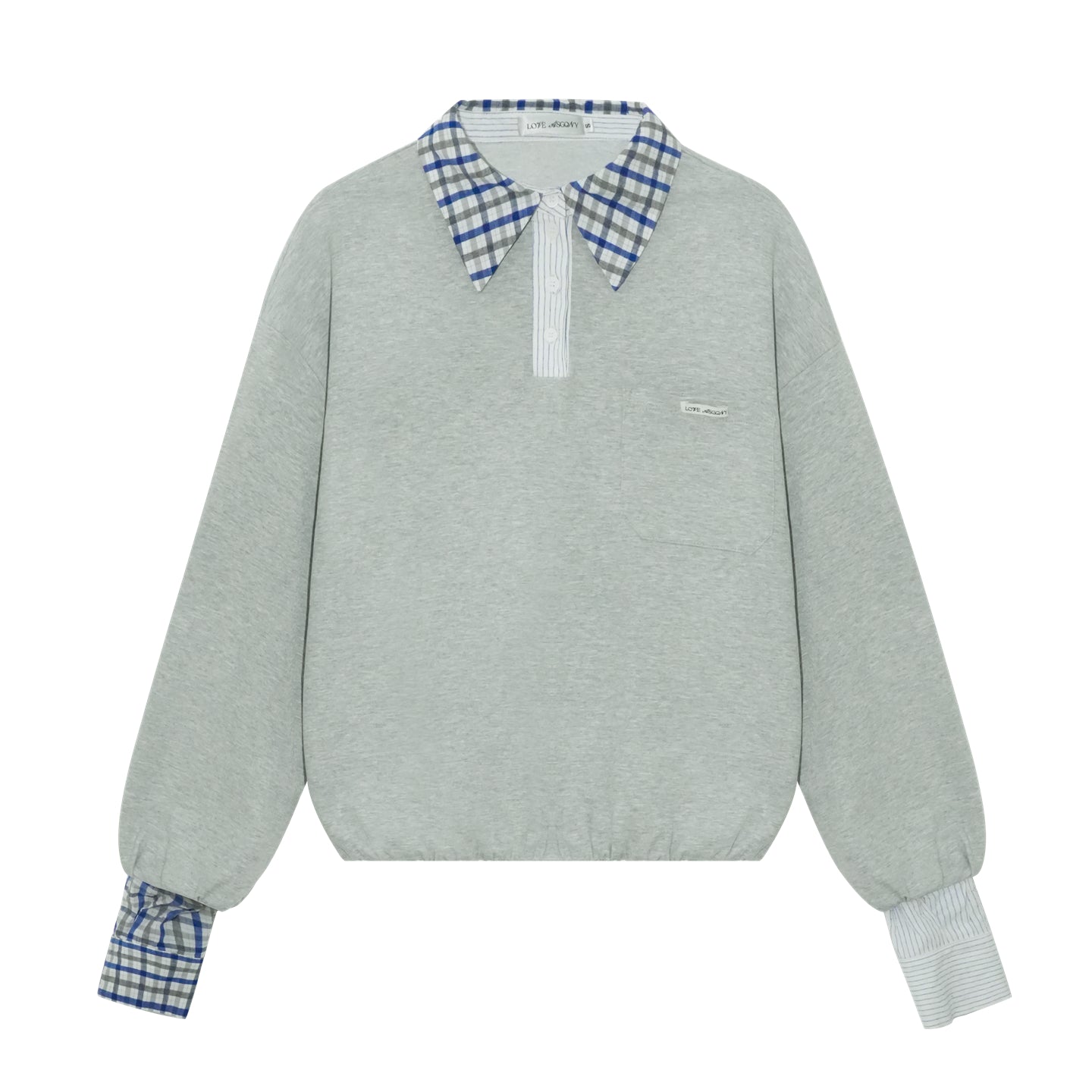 AsGony ASG25307&amp;ASG25308 Checkered shirt patchwork hoodie + skirt set