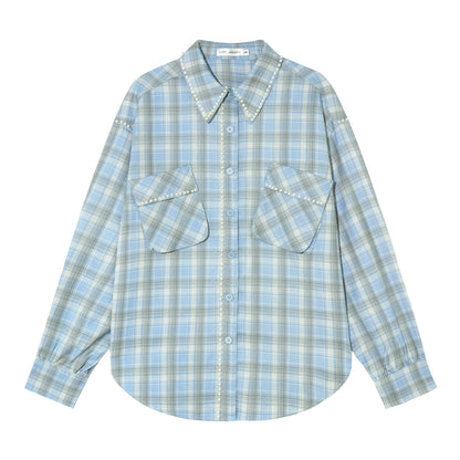 AsGony ASG25311 Pearl embellished pocket shirt