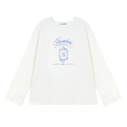 AsGony ASG25346&amp;ASG25365 College printed loose long sleeved T-shirt + pants set