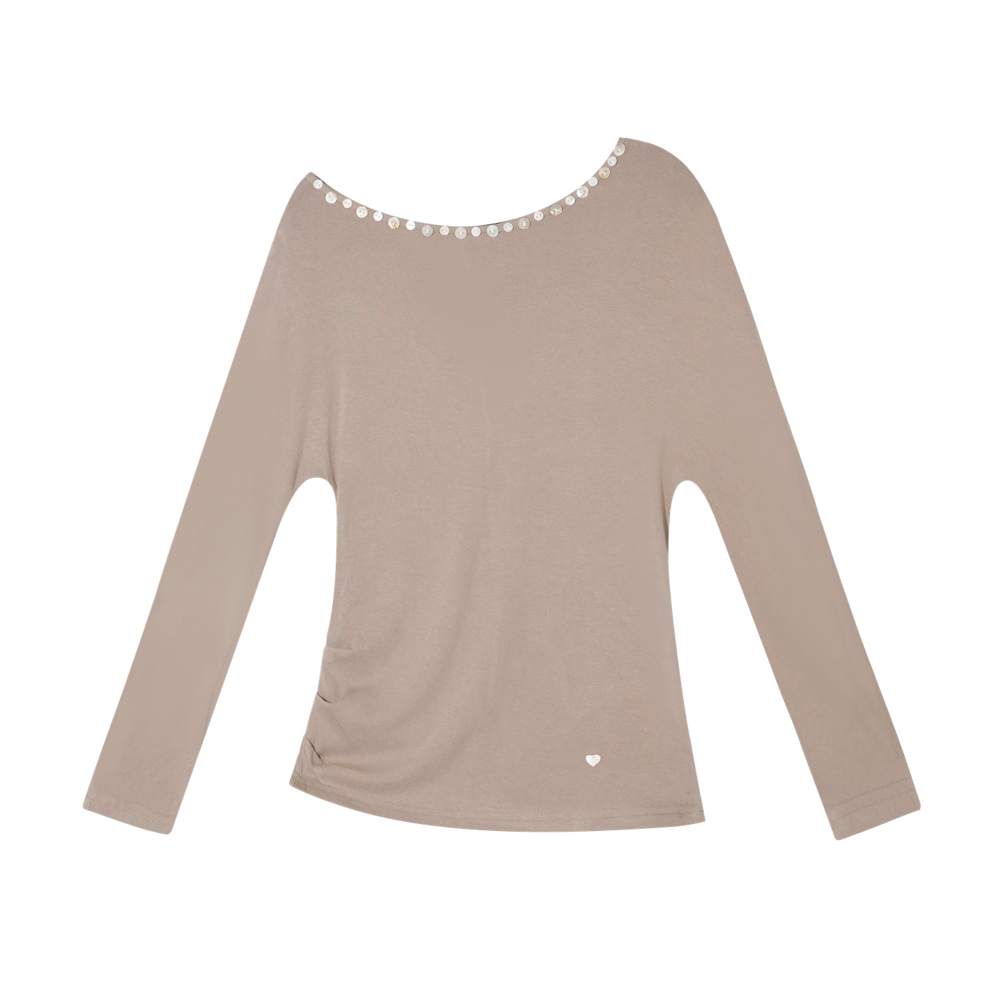 AsGony ASG25374 Off shoulder shell mother decoration long sleeved base top