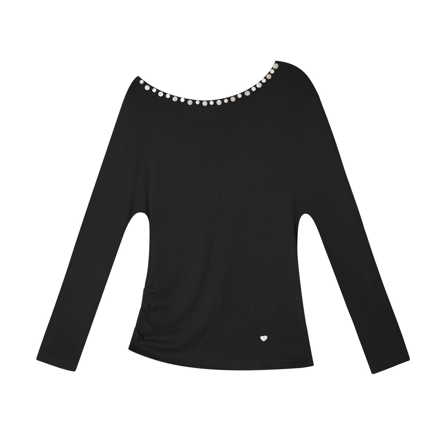 AsGony ASG25374 Off shoulder shell mother decoration long sleeved base top