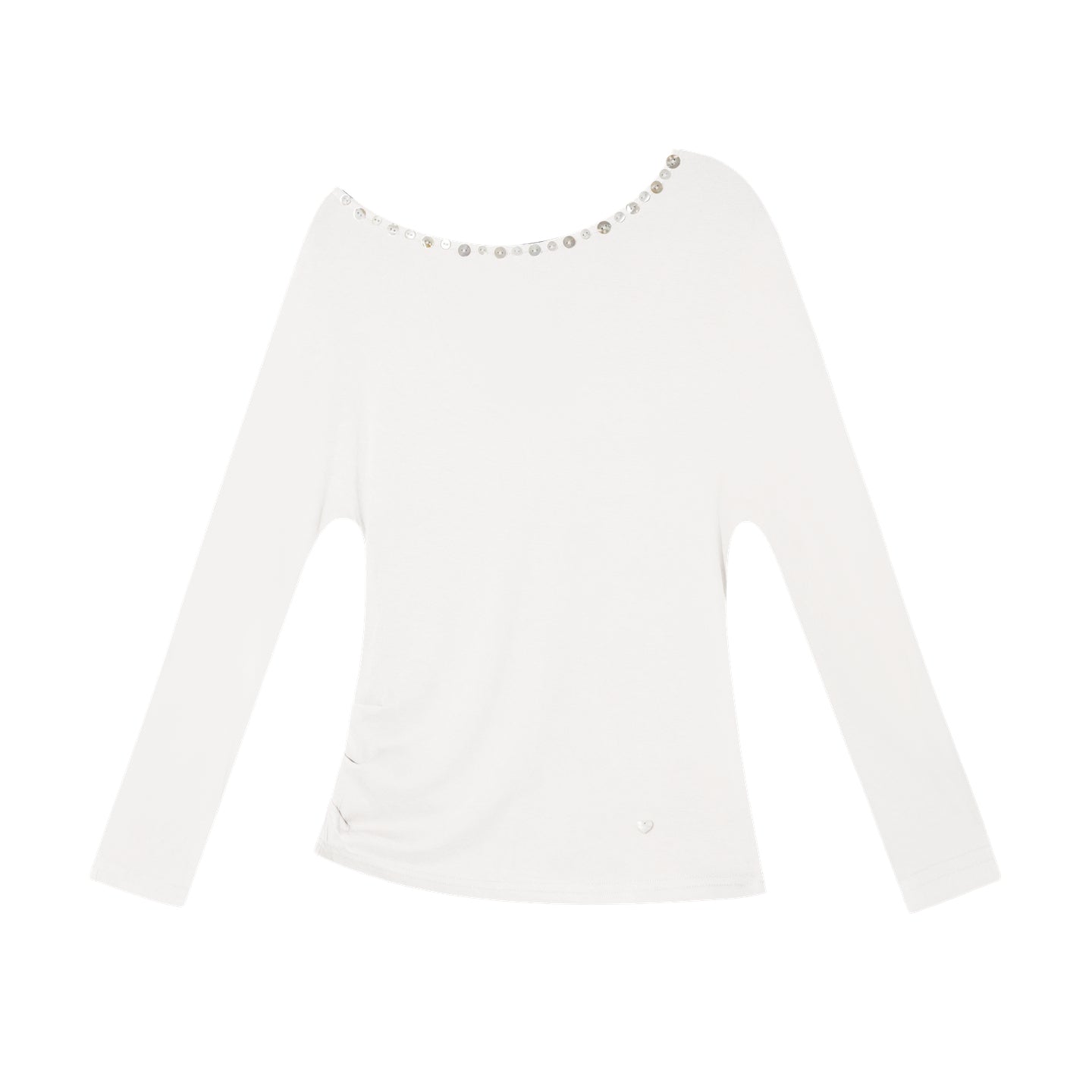 AsGony ASG25374 Off shoulder shell mother decoration long sleeved base top