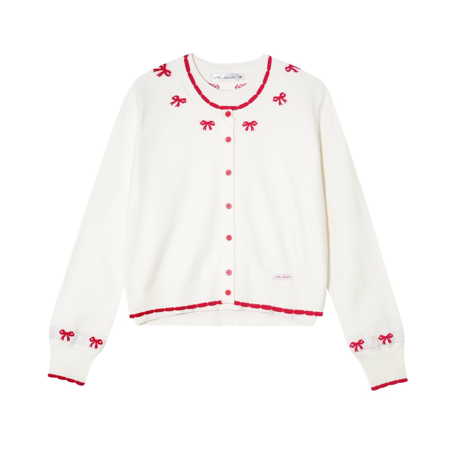 AsGony ASG25379 Fake two piece knot jacquard contrasting knitted cardigan