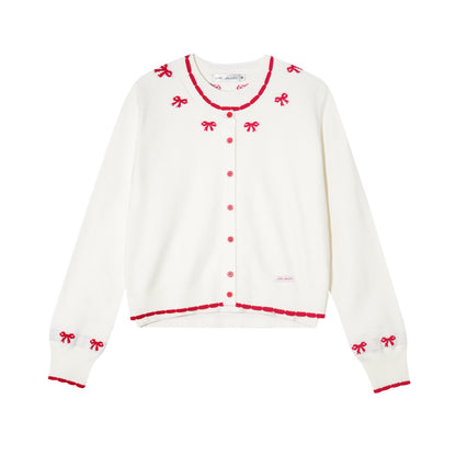 AsGony ASG25379 Fake two piece knot jacquard contrasting knitted cardigan