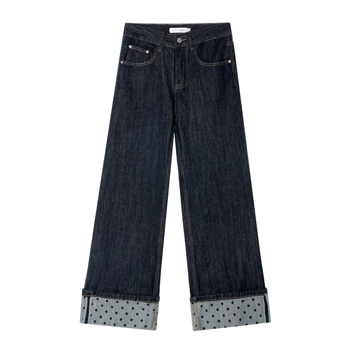 AsGony ASG25393 Flip up polka dot denim jeans