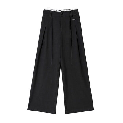 AsGony ASG25394 Lace patchwork drawstring loose pants
