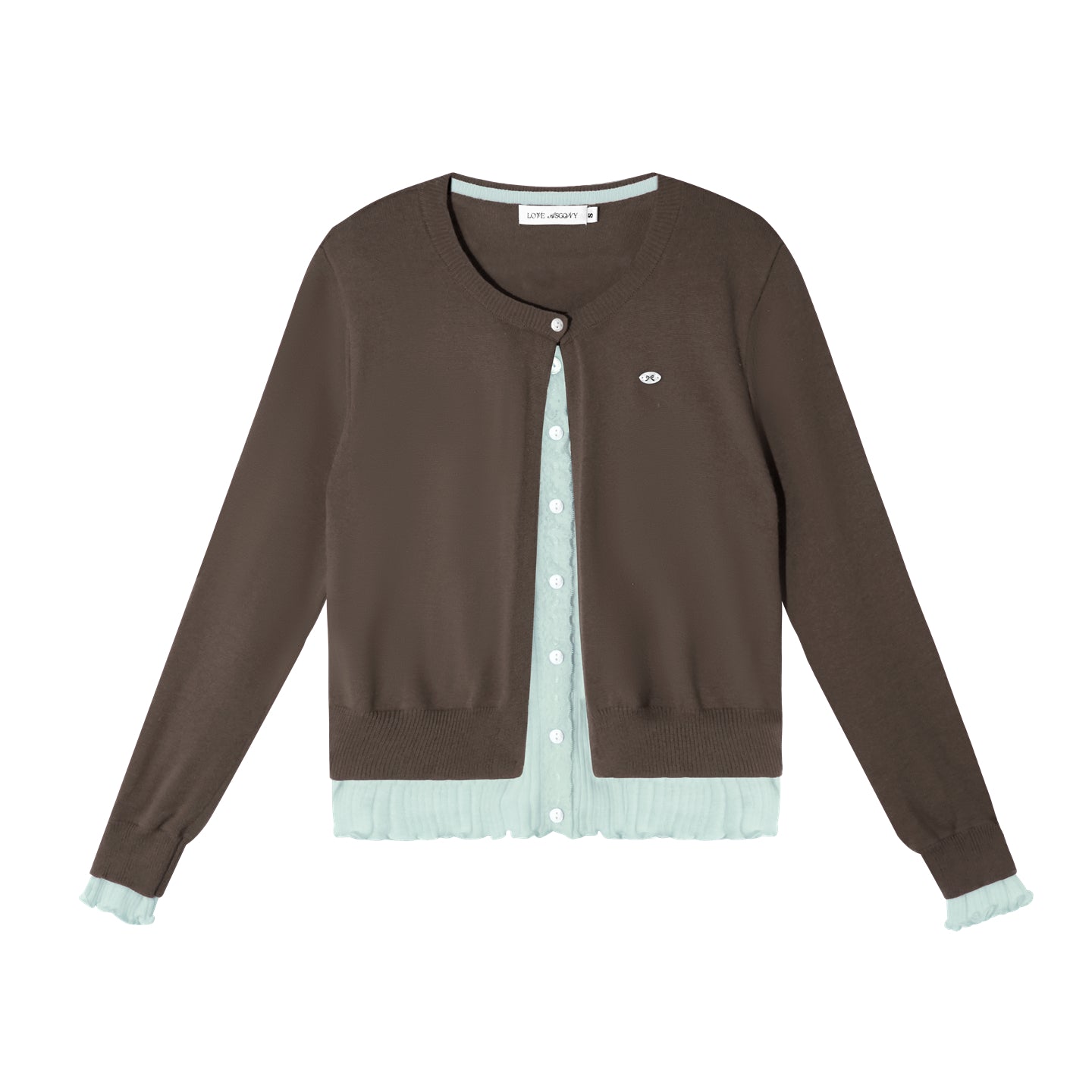 AsGony ASG25409 Contrasting color split knit cardigan