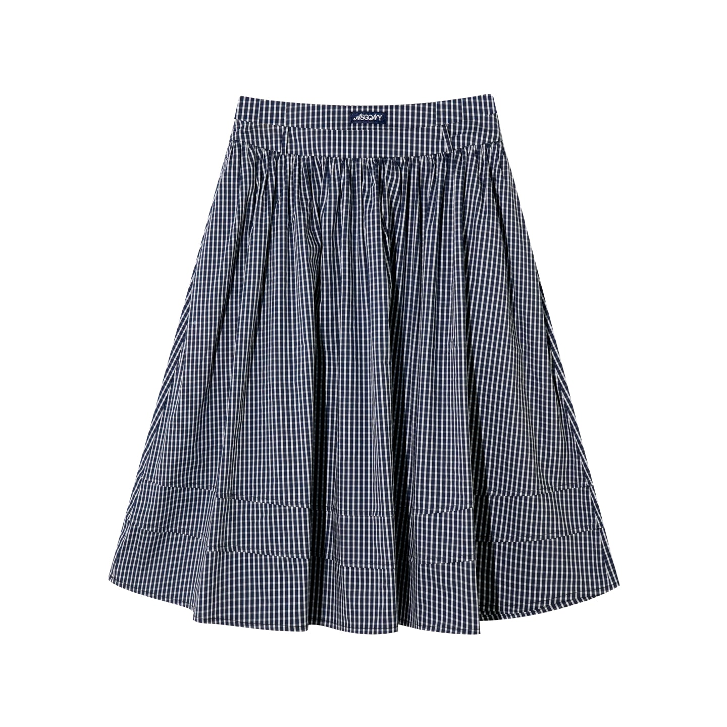 AsGony ASG25413 Plaid pleated midi skirt