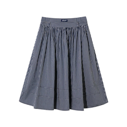 AsGony ASG25413 Plaid pleated midi skirt