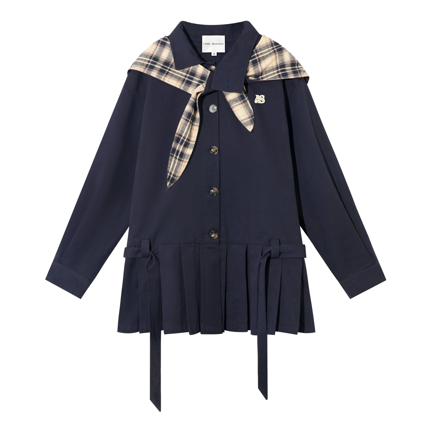 AsGony ASG25418 Detachable rabbit ear hat pleated windbreaker
