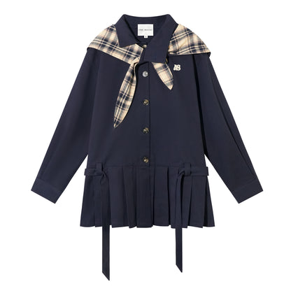 AsGony ASG25418 Detachable rabbit ear hat pleated windbreaker