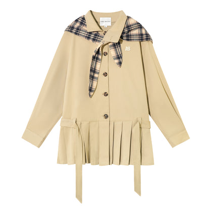 AsGony ASG25418 Detachable rabbit ear hat pleated windbreaker