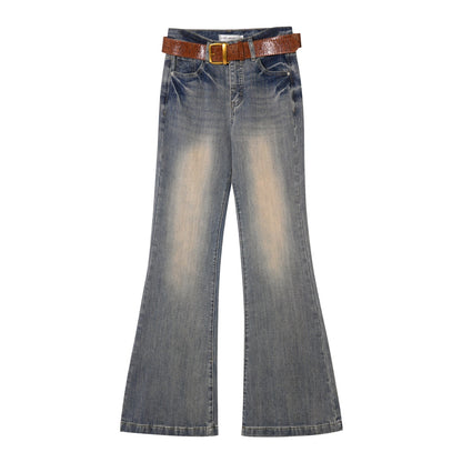 AsGony ASG25460 Washed high waisted slightly flared jeans