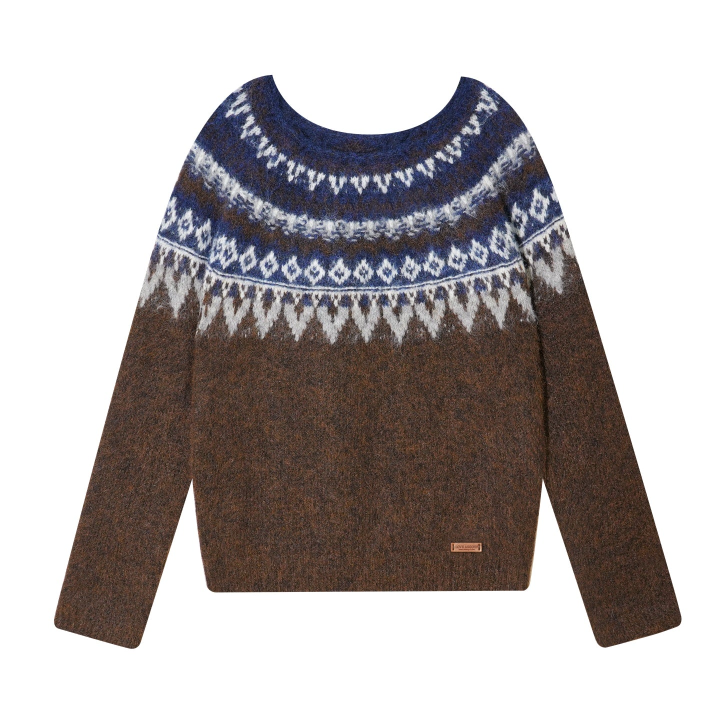 AsGony ASG25466 Round neck pullover Fel Island jacquard sweater