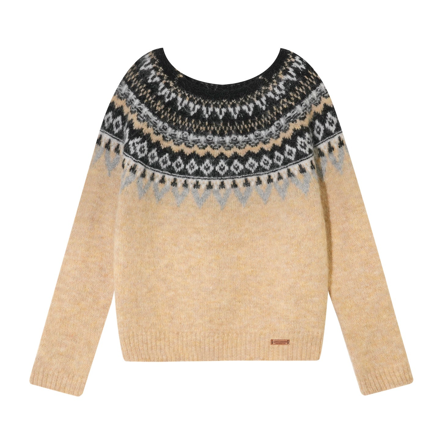 AsGony ASG25466 Round neck pullover Fel Island jacquard sweater