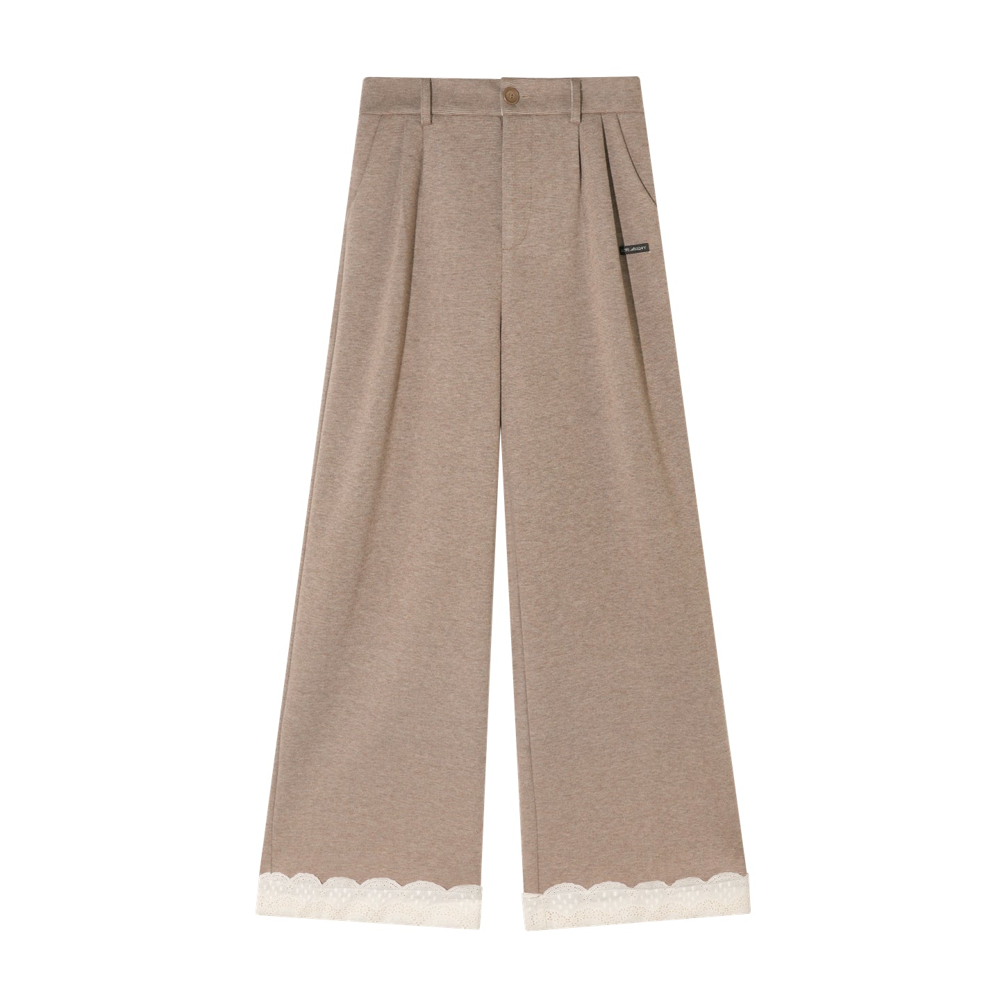 AsGony ASG25473 Embroidered lace straight leg wool casual pants