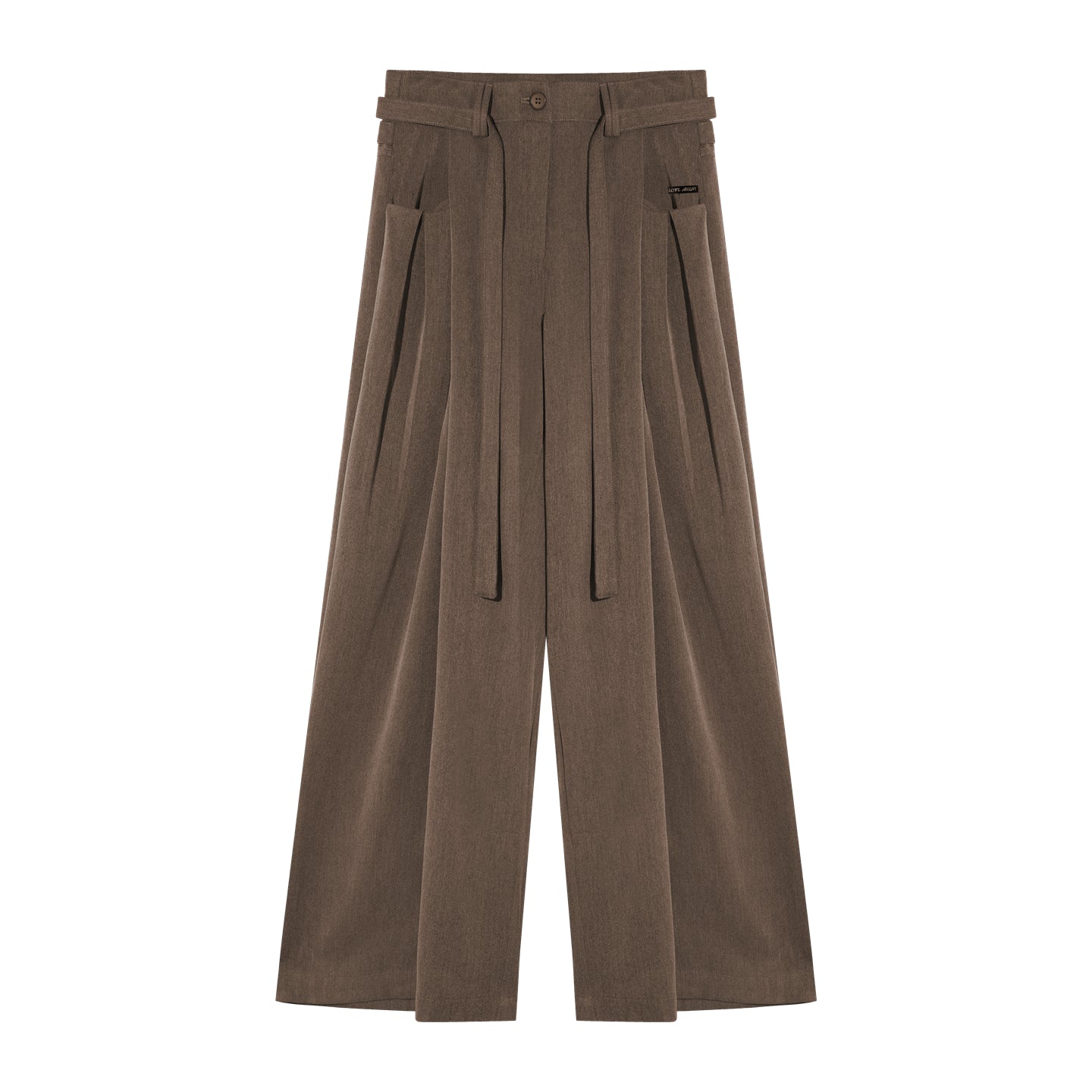 AsGony ASG25486 Pleated decorative strap wide leg pants