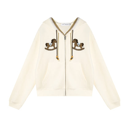 AsGony ASG25488&amp;ASG25489 Embroidered bead hooded jacket + pants