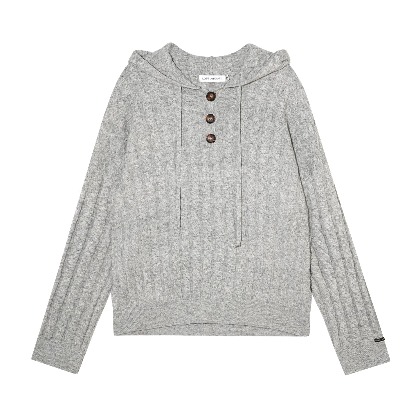 AsGony ASG25490&amp;ASG25521 Wool pullover hooded button twisted knit sweater + pants