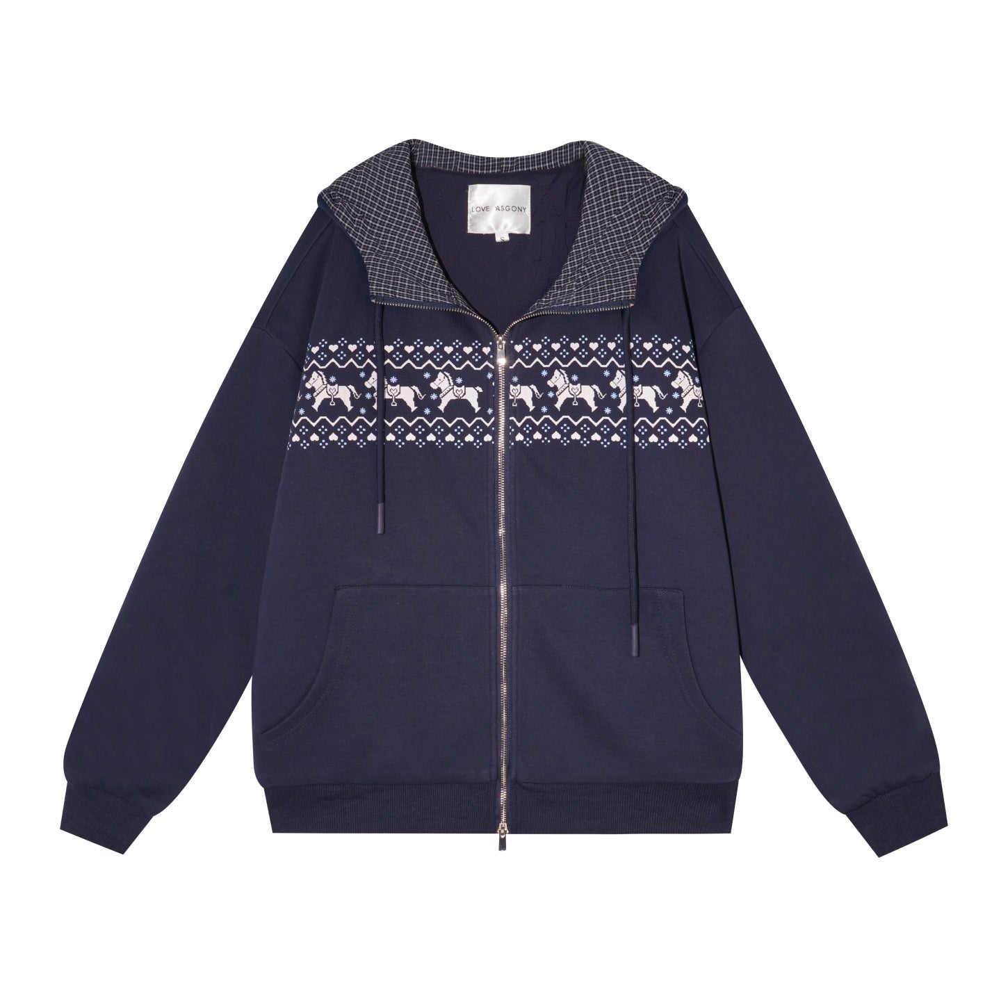AsGony ASG25498&amp;ASG25499 Fel Island printed hooded jacket + pants set