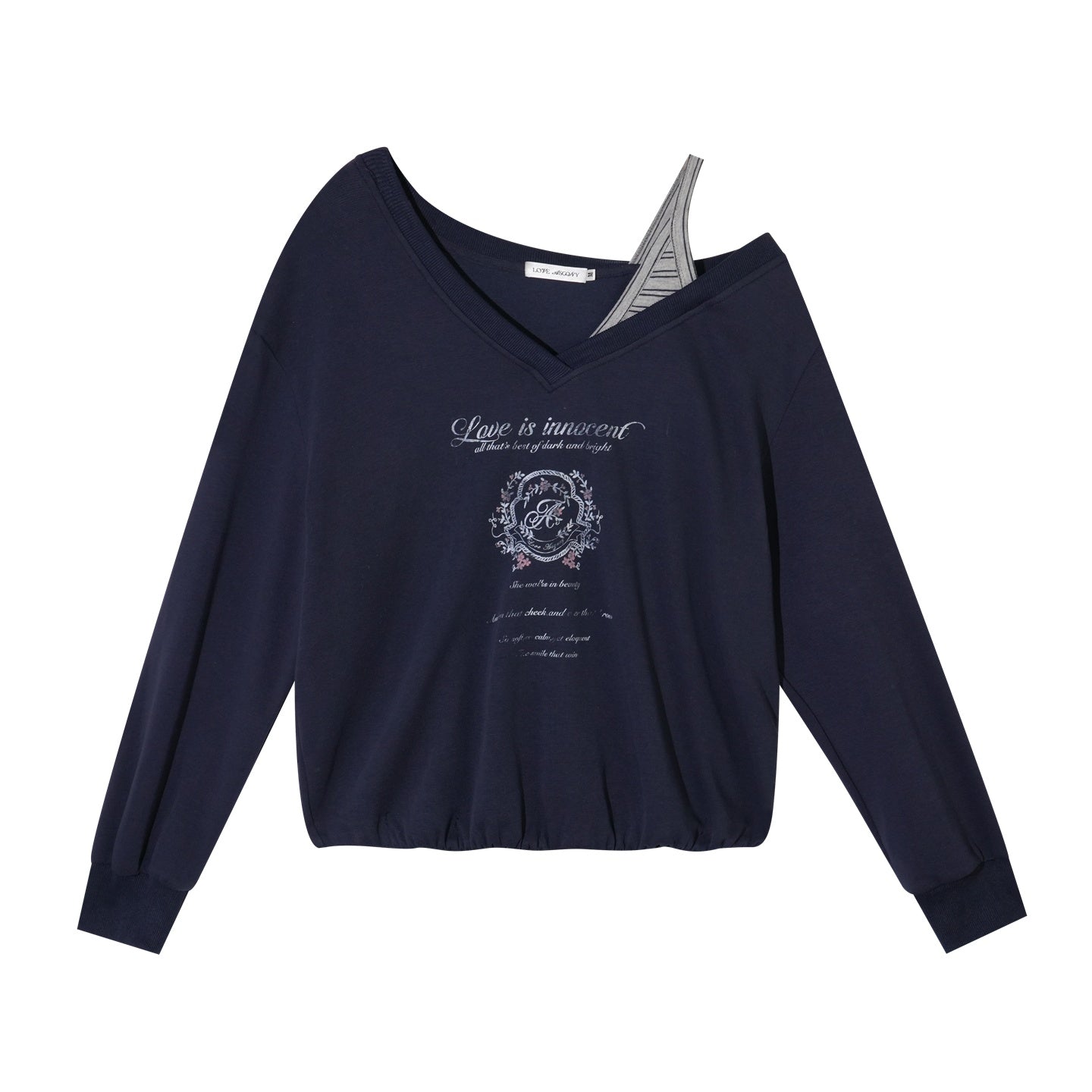 AsGony ASG25504&amp;ASG25505 Oversized striped patchwork printed sweatshirt + pants set