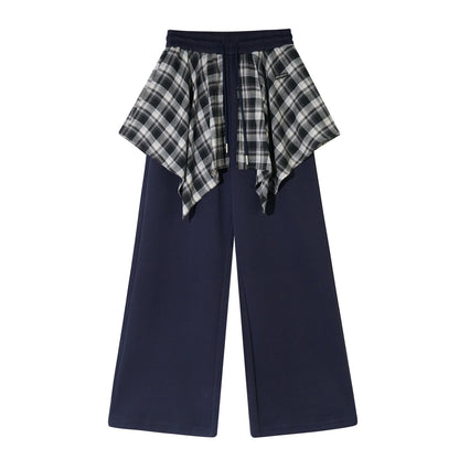 AsGony ASG25504&amp;ASG25505 Oversized striped patchwork printed sweatshirt + pants set