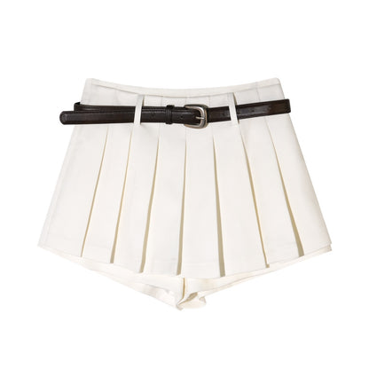 AsGony ASG25506 A-line pleated skirt with waistband decoration