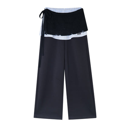 AsGony ASG25509&amp;ASG25510 Cuff plaid patchwork round neck pullover hoodie + pants set