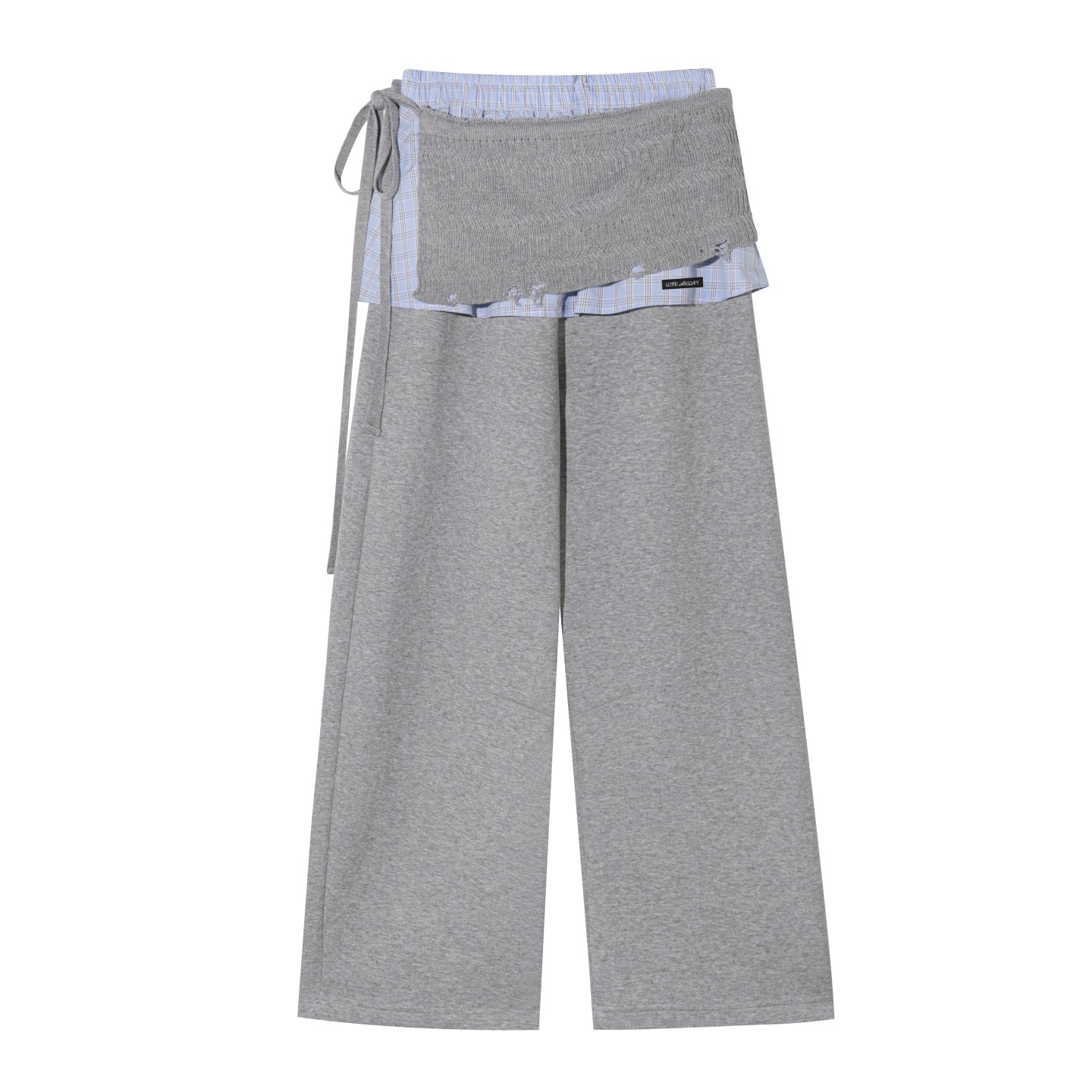 AsGony ASG25509&amp;ASG25510 Cuff plaid patchwork round neck pullover hoodie + pants set