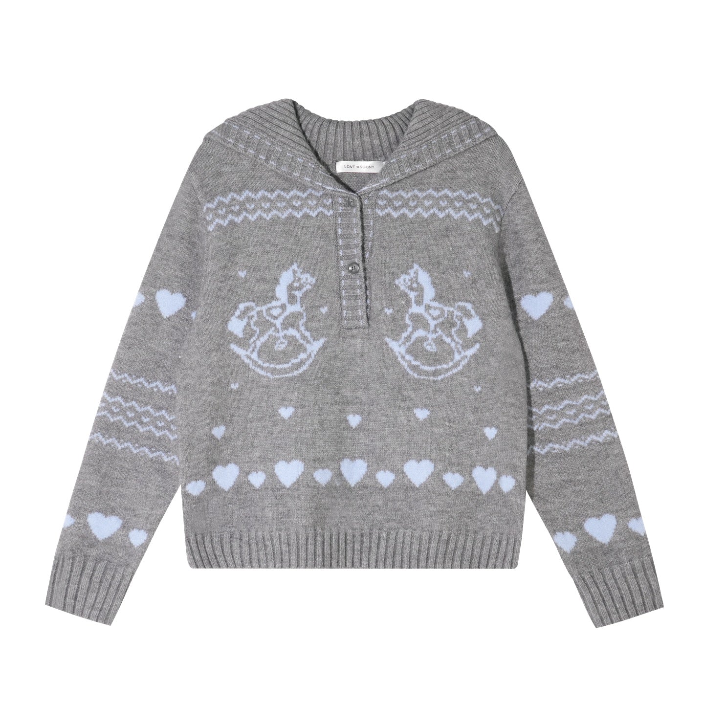 AsGony ASG25511 Jacquard collar pullover knitted sweater