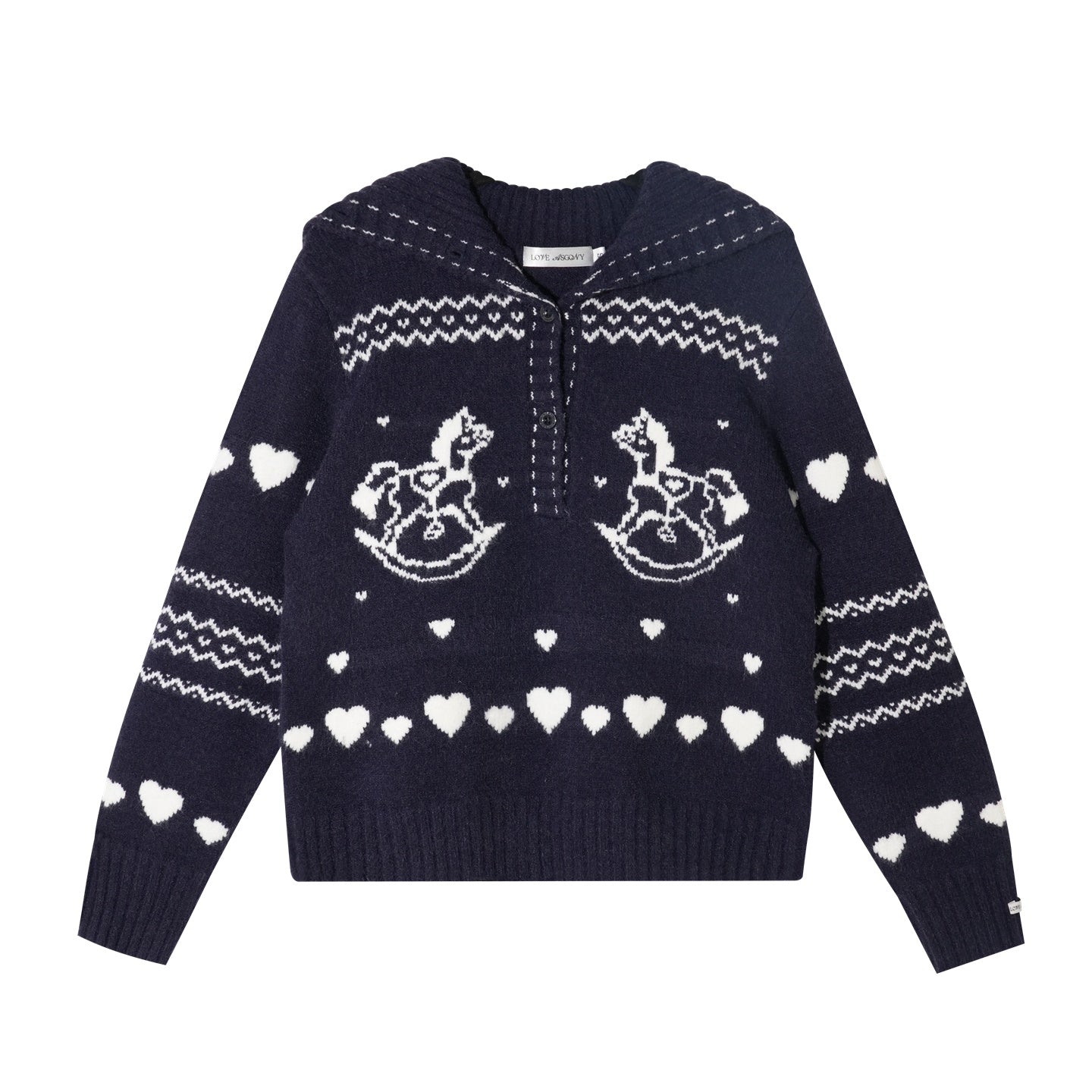 AsGony ASG25511 Jacquard collar pullover knitted sweater