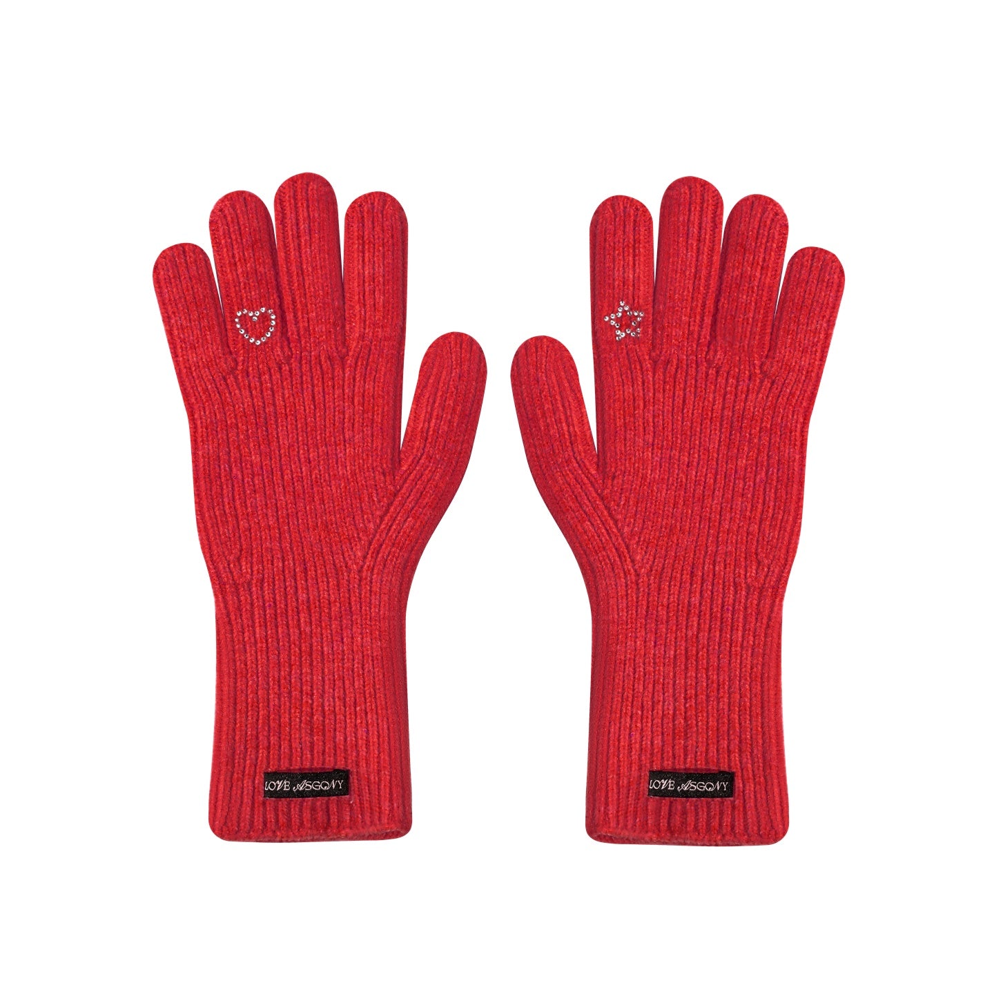 AsGony ASG25515 Simple solid color five finger knitted gloves