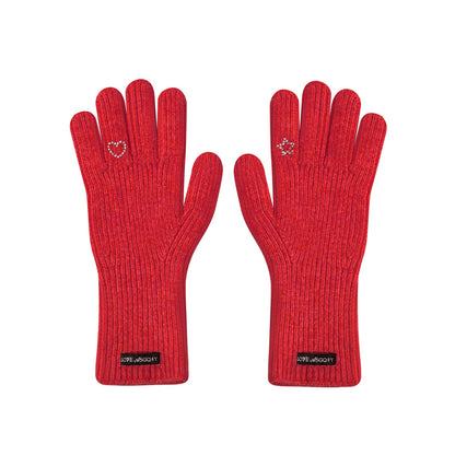 AsGony ASG25515 Simple solid color five finger knitted gloves