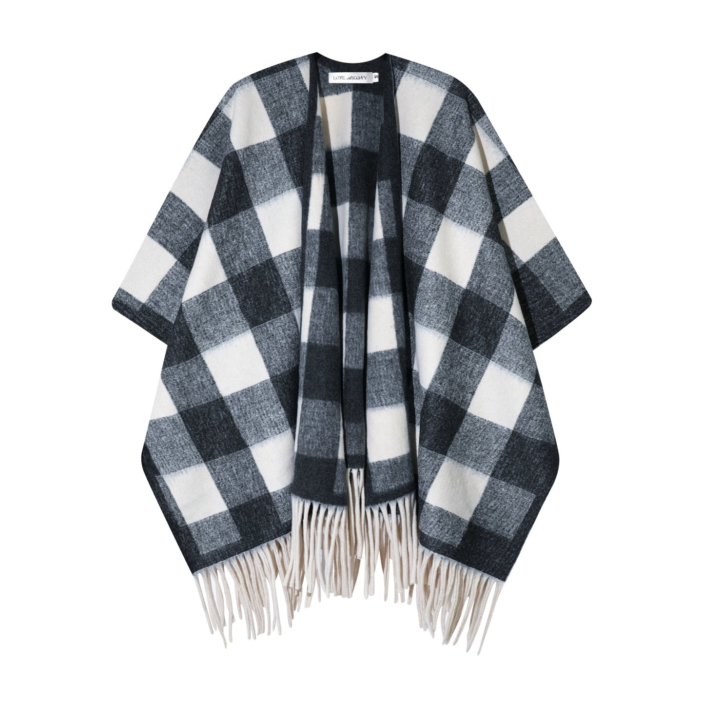 AsGony ASG25517 Versatile plaid cape shawl
