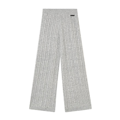 AsGony ASG25490&amp;ASG25521 Wool pullover hooded button twisted knit sweater + pants