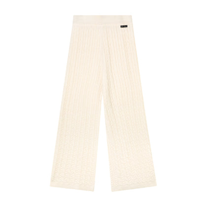 AsGony ASG25639&amp;ASG24653 Wool zipper hooded knitted sweater + pants