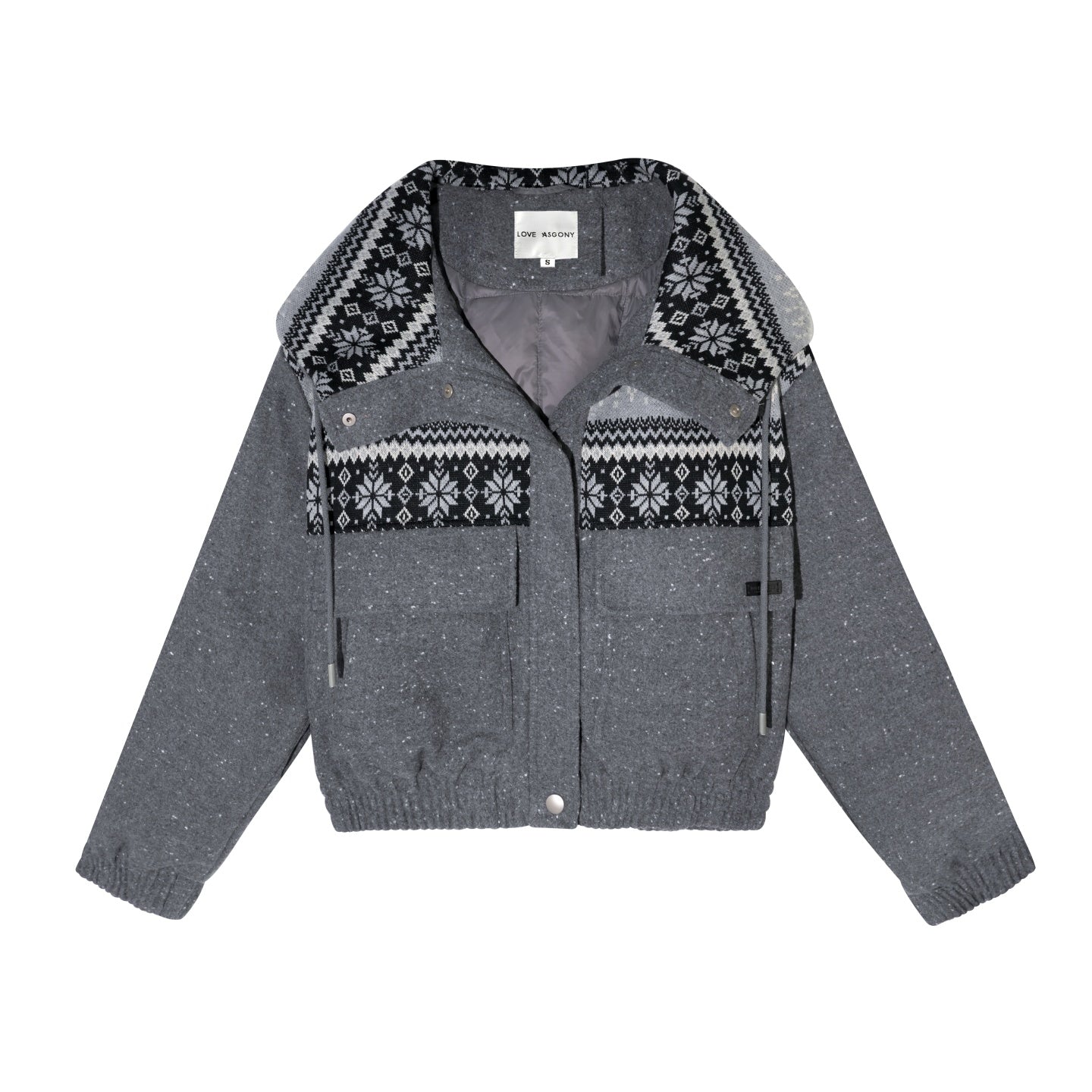 AsGony ASG25527 90 white duck down wool Fel Island hooded down jacket