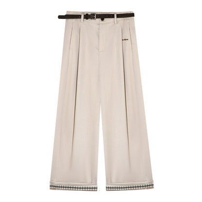 AsGony ASG25530 Plaid wide leg elastic and plush casual pants