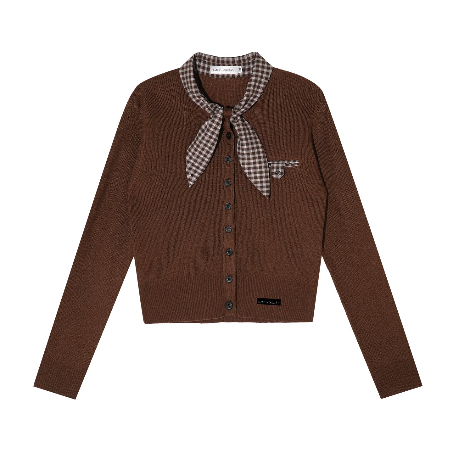 AsGony ASG25535&amp;ASG25536 Wool rabbit ear strap grid splicing knitted top + skirt set