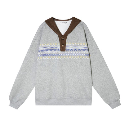 AsGony ASG25545 Fel Island printed casual hooded sweatshirt