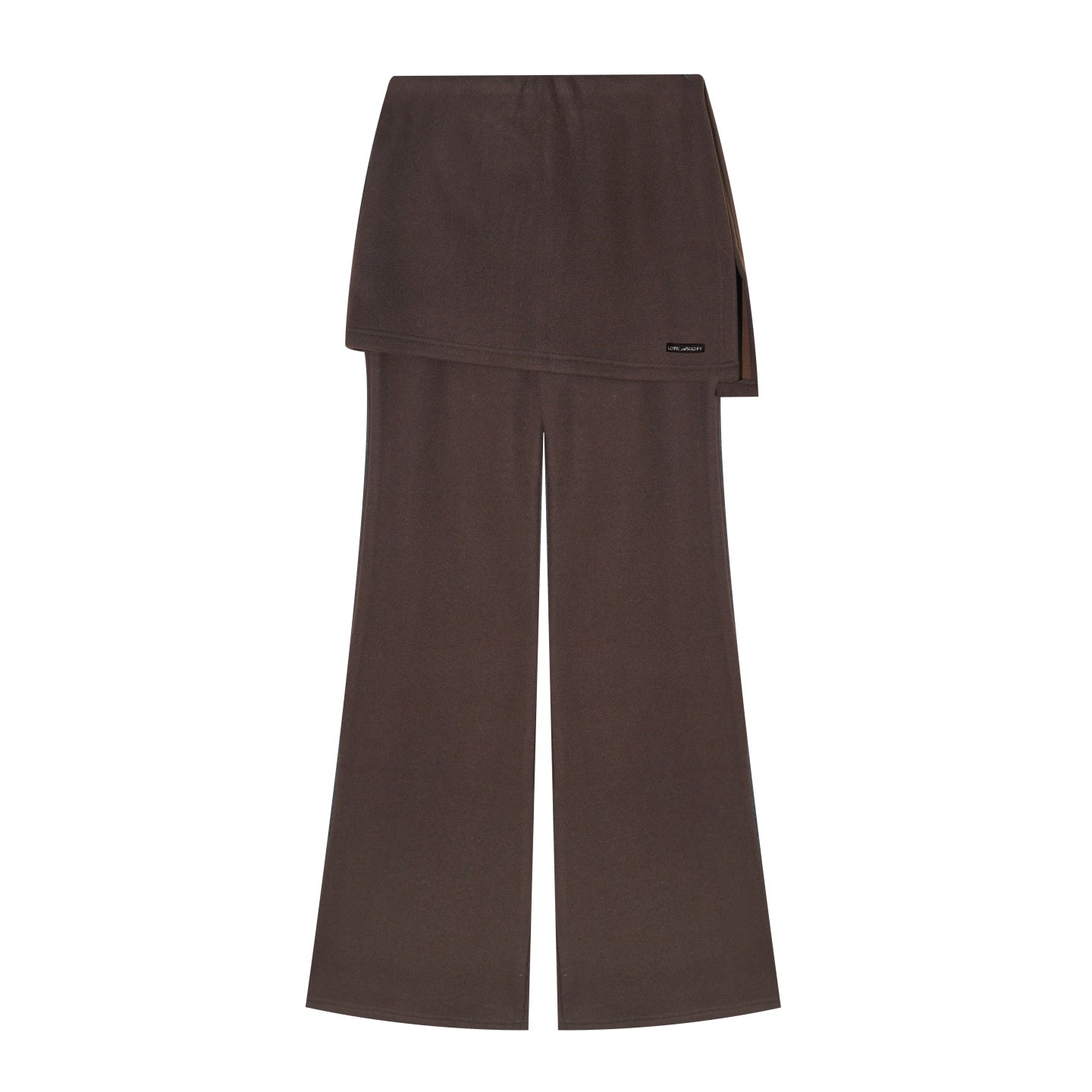 AsGony ASG25562 Irregular fake two pieces of micro flared knitted pants